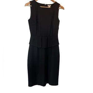 J. CREW Black Sleeveless Peplum Dress Wool Blend LBD Little Black Dress - Size 0